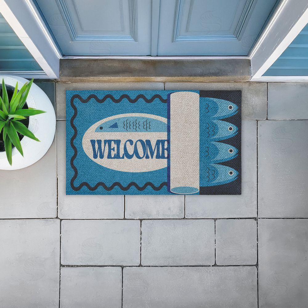 Stupell Studio Welcome Coastal Tuna Outdoor Faux Sisal Door Mat
