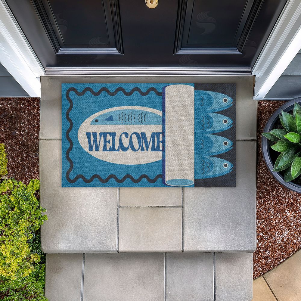 Stupell Studio Welcome Coastal Tuna Outdoor Faux Sisal Door Mat