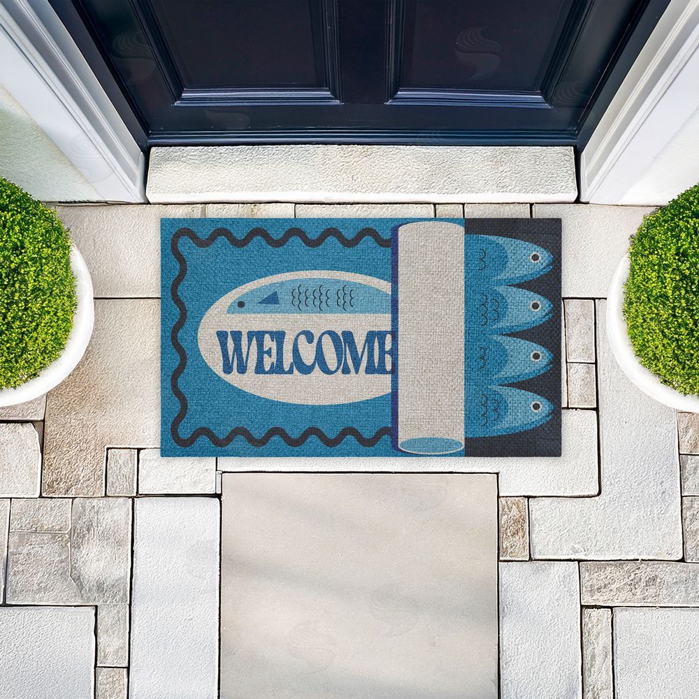 Stupell Studio Welcome Coastal Tuna Outdoor Faux Sisal Door Mat