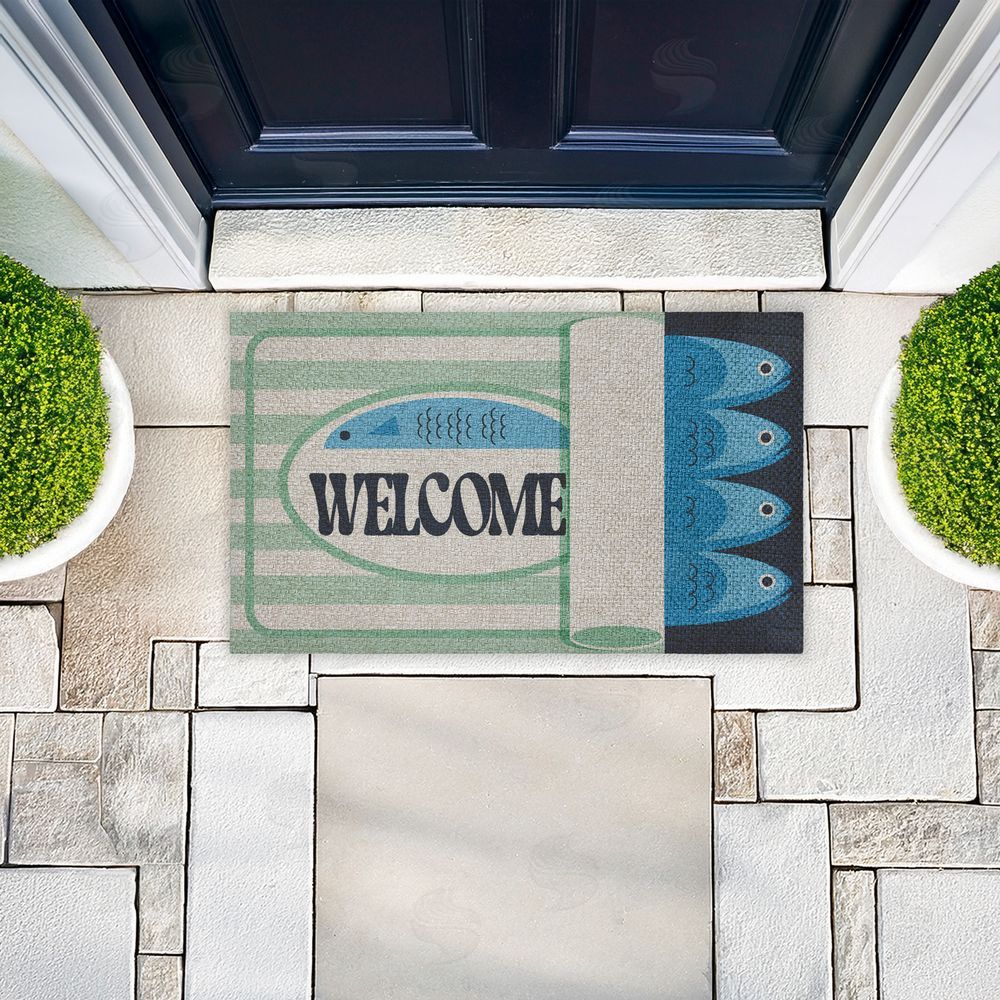 Stupell Studio Welcome Tuna Can Outdoor Faux Sisal Door Mat