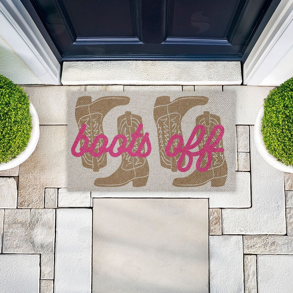 Stupell Studio Boots Off Entry Rule Outdoor Faux Sisal Door Mat