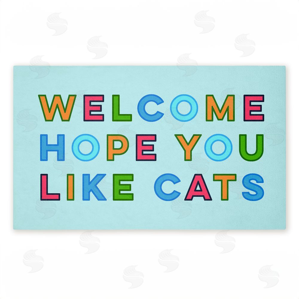 Stupell Studio Colorful Hope You Like Cats Unwoven Outdoor Door Mat