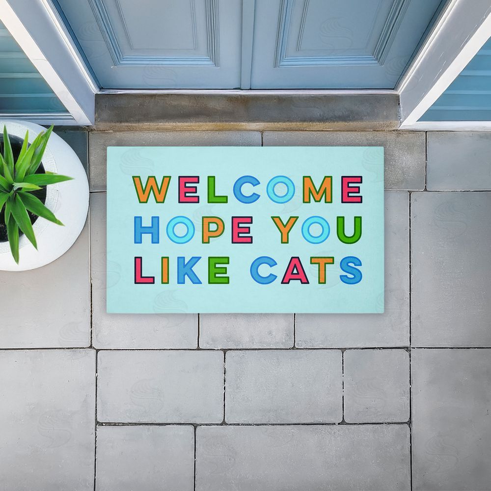 Stupell Studio Colorful Hope You Like Cats Unwoven Outdoor Door Mat