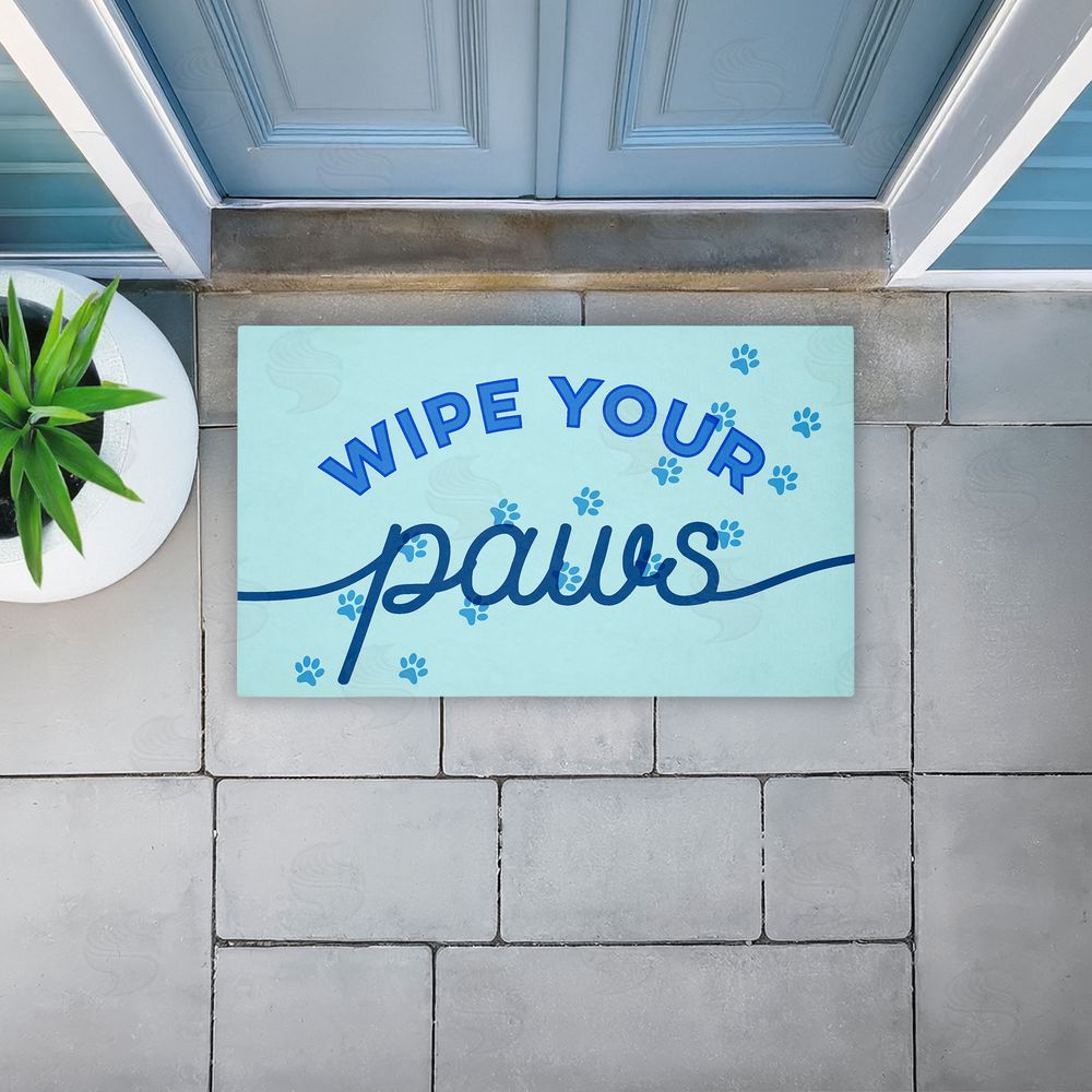Stupell Studio Wipe Your Paws on Blue Unwoven Outdoor Door Mat