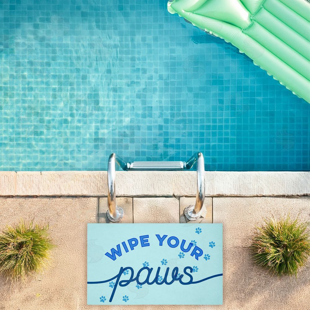 Stupell Studio Wipe Your Paws on Blue Unwoven Outdoor Door Mat