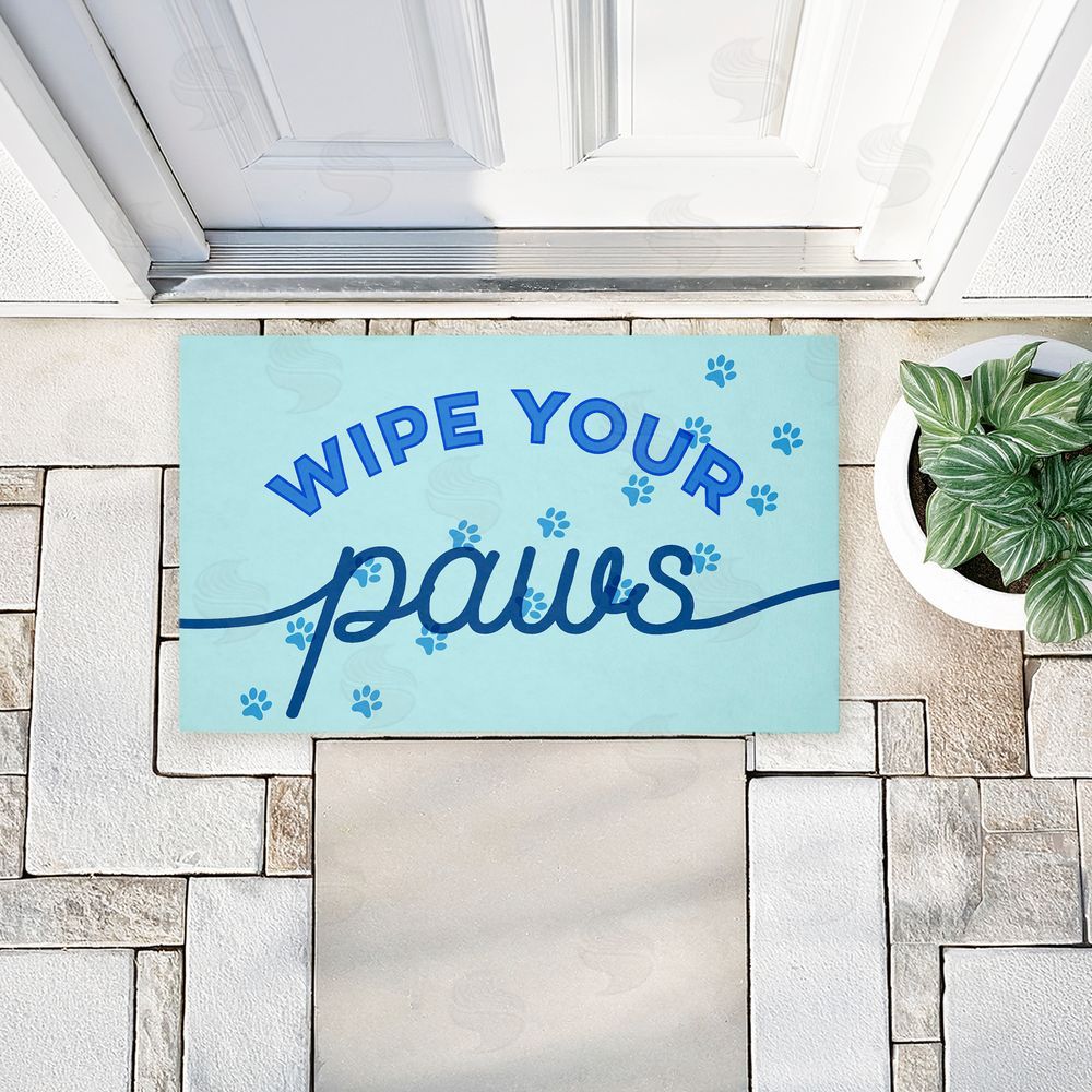 Stupell Studio Wipe Your Paws on Blue Unwoven Outdoor Door Mat