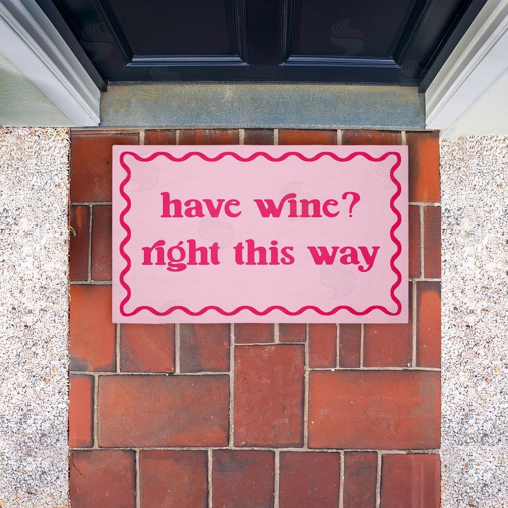 Stupell Studio Pink Have Wine Greeting Unwoven Outdoor Door Mat