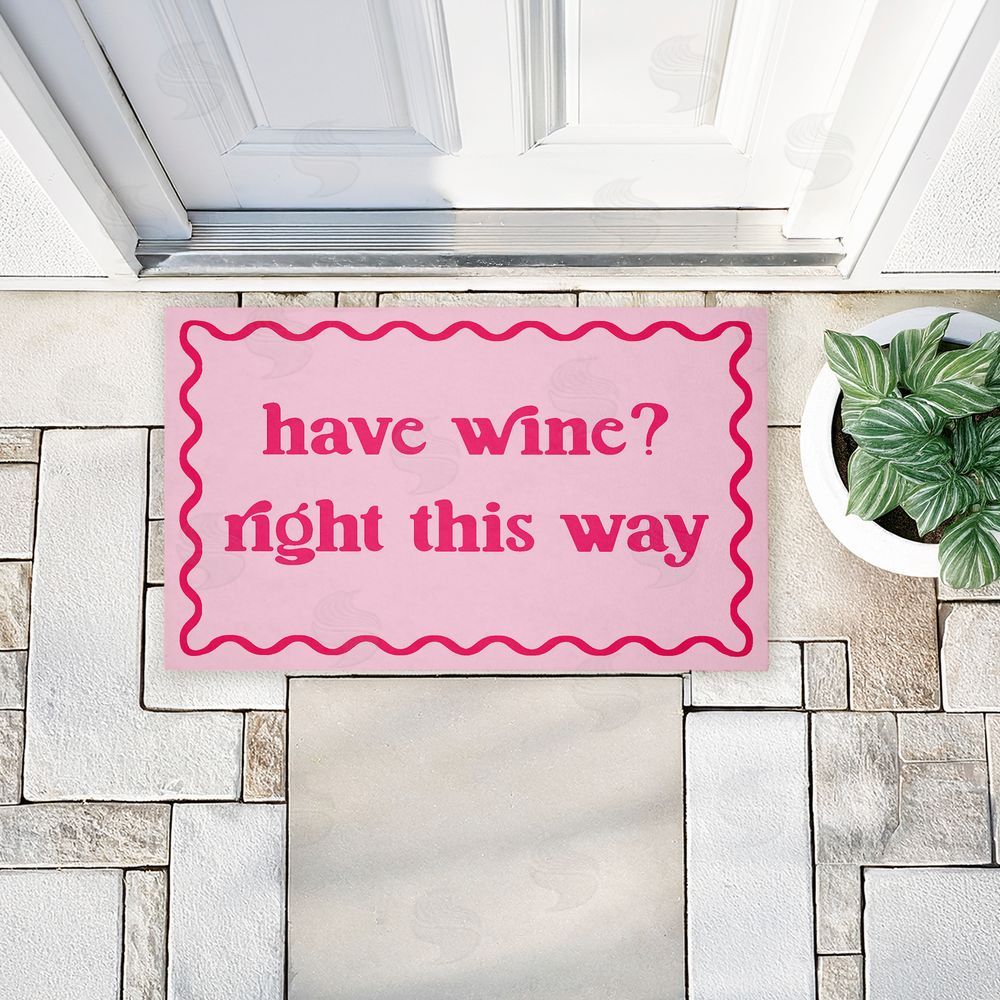 Stupell Studio Pink Have Wine Greeting Unwoven Outdoor Door Mat
