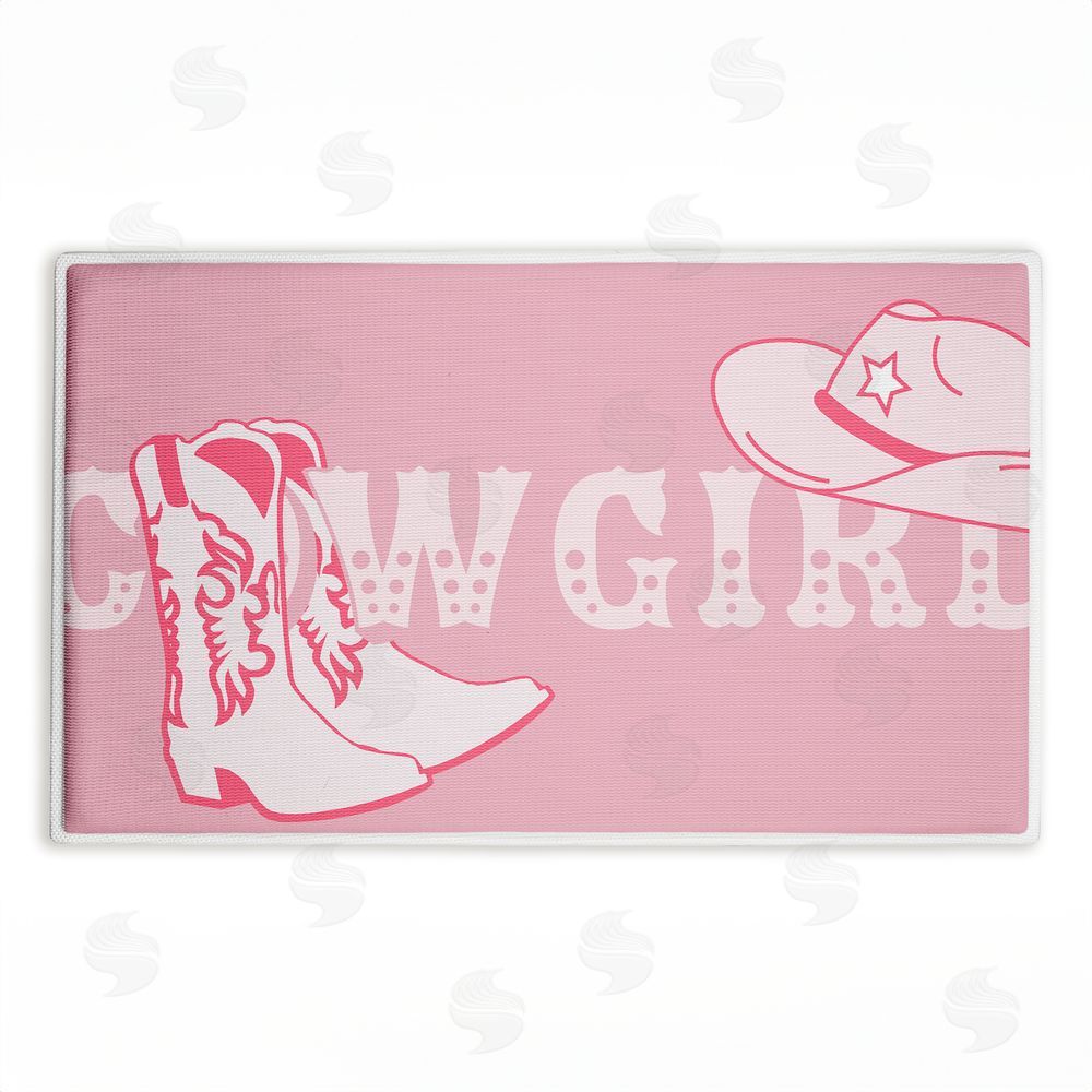 stupell industries Corinne Rose Designs | Pink Feminine Dancing Cowgirl Plush Bath Mat