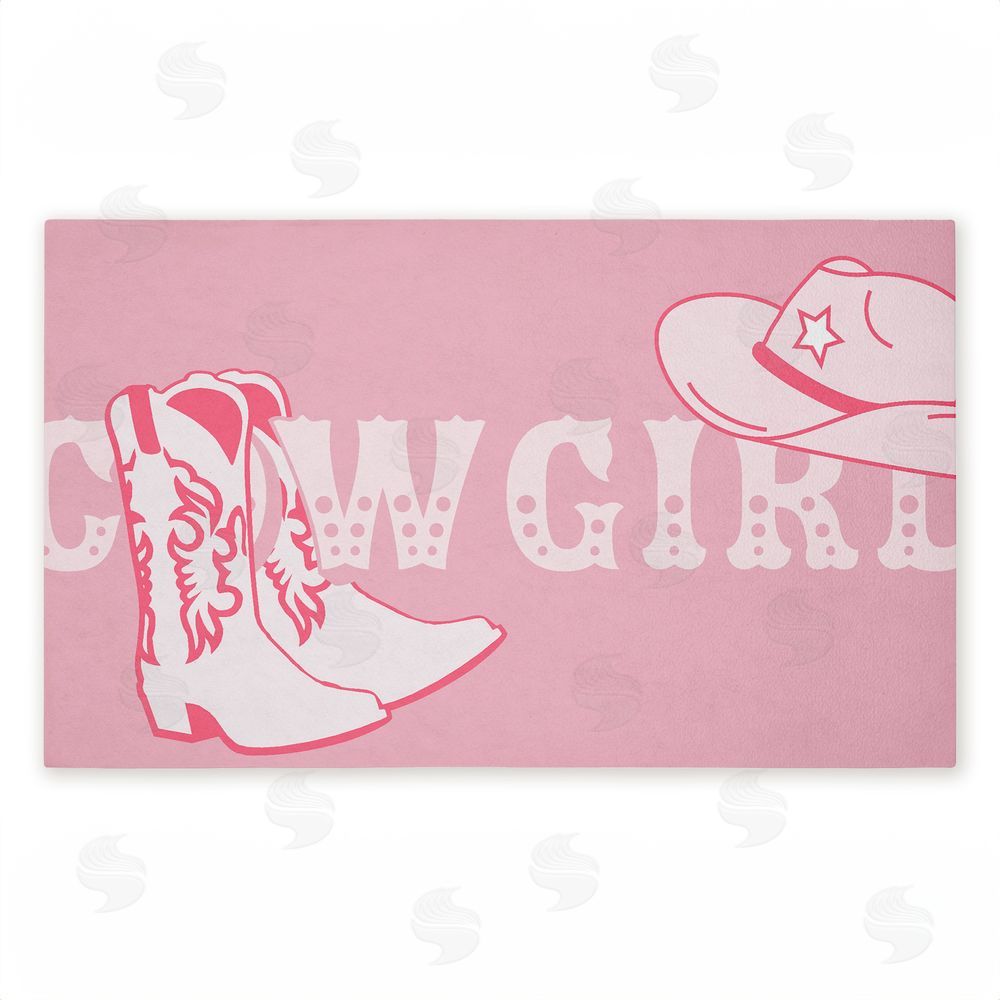 stupell industries Corinne Rose Designs | Pink Feminine Dancing Cowgirl Non-Woven Door Mat