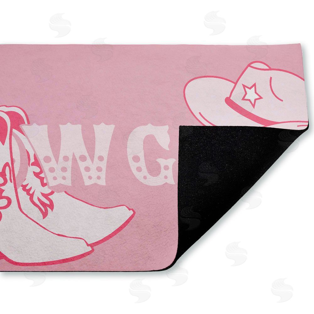 Corinne Rose Designs Pink Feminine Dancing Cowgirl Unwoven Outdoor Door Mat
