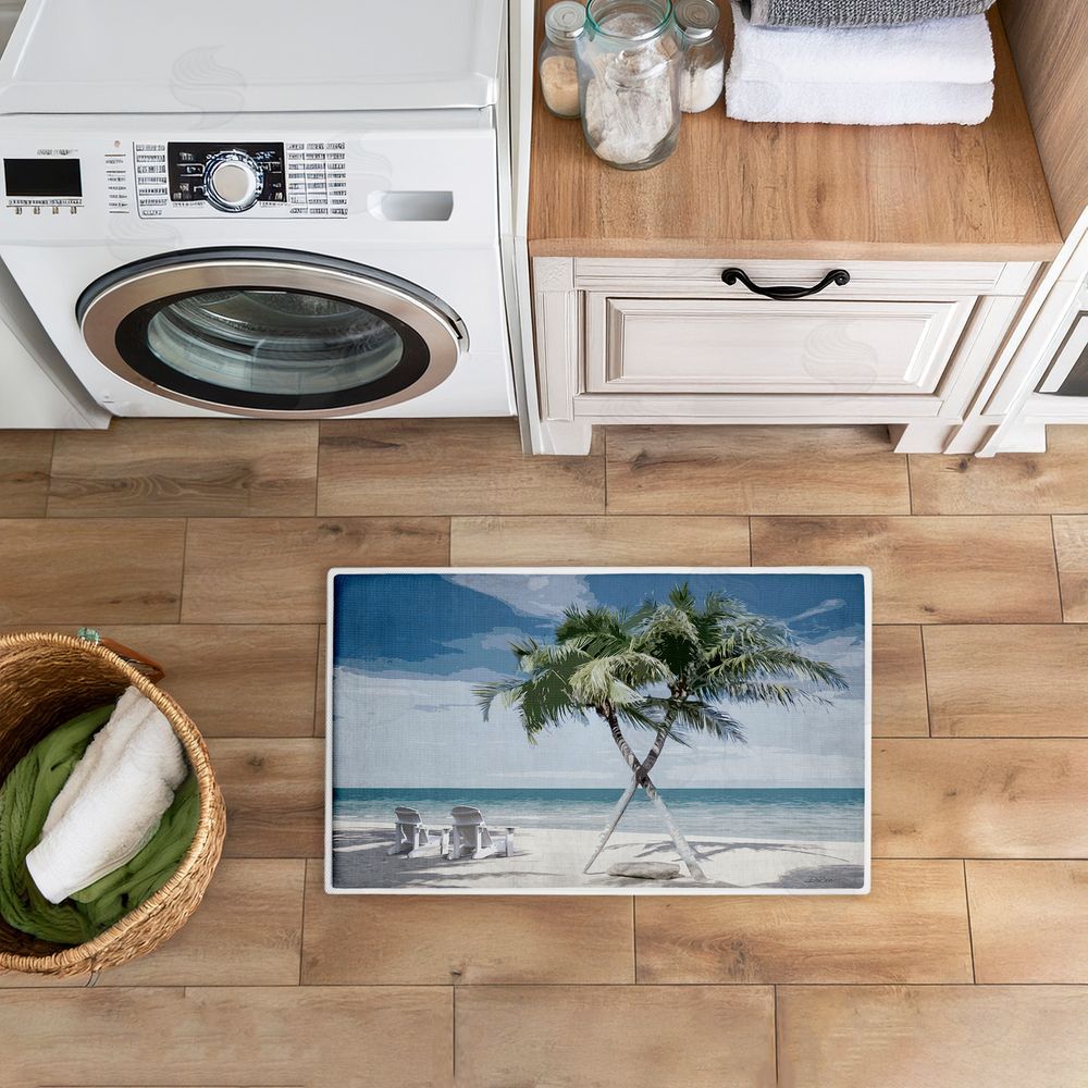 Denise Brown X Marks The Spot Palms Plush Bathroom Floor Mat