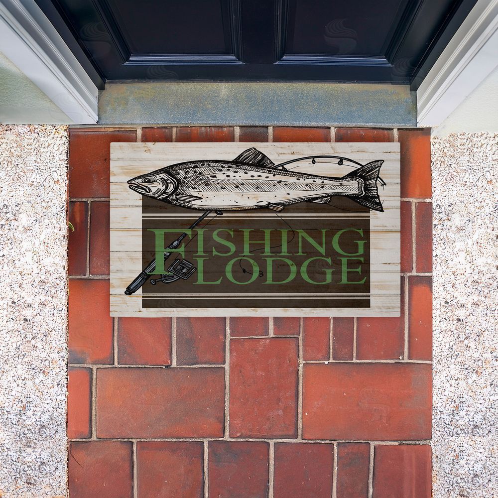 Kim Allen Rustic Fishing Lodge Unwoven Outdoor Door Mat