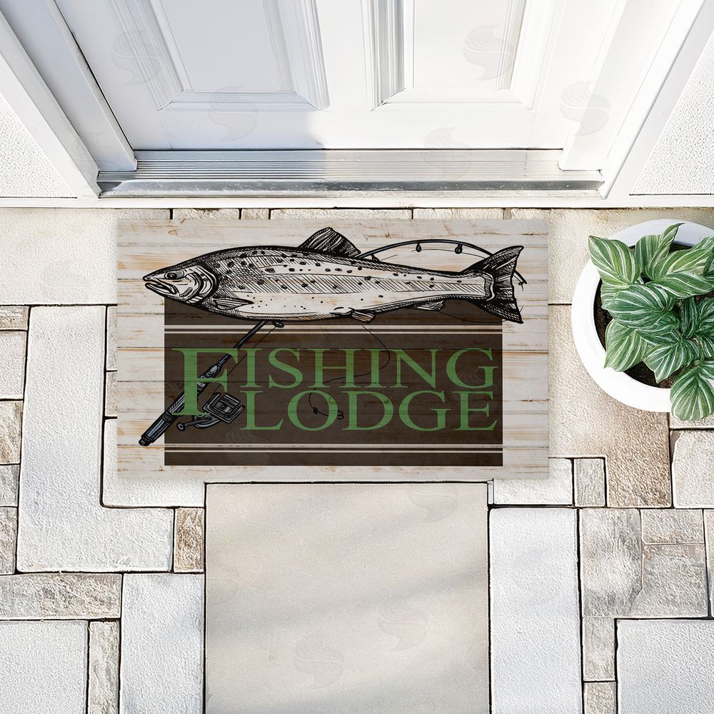 Kim Allen Rustic Fishing Lodge Unwoven Outdoor Door Mat