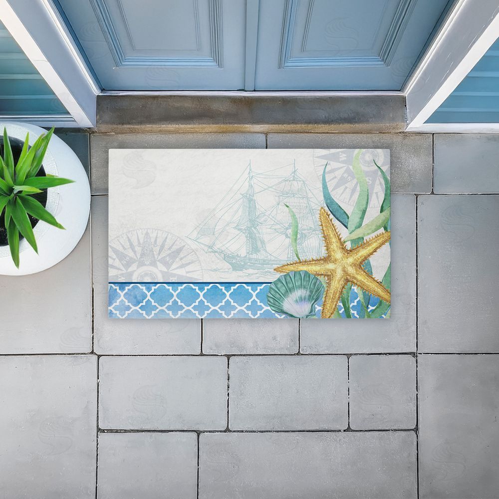 Kim Allen Bayside Sea Life & Ship Unwoven Outdoor Door Mat