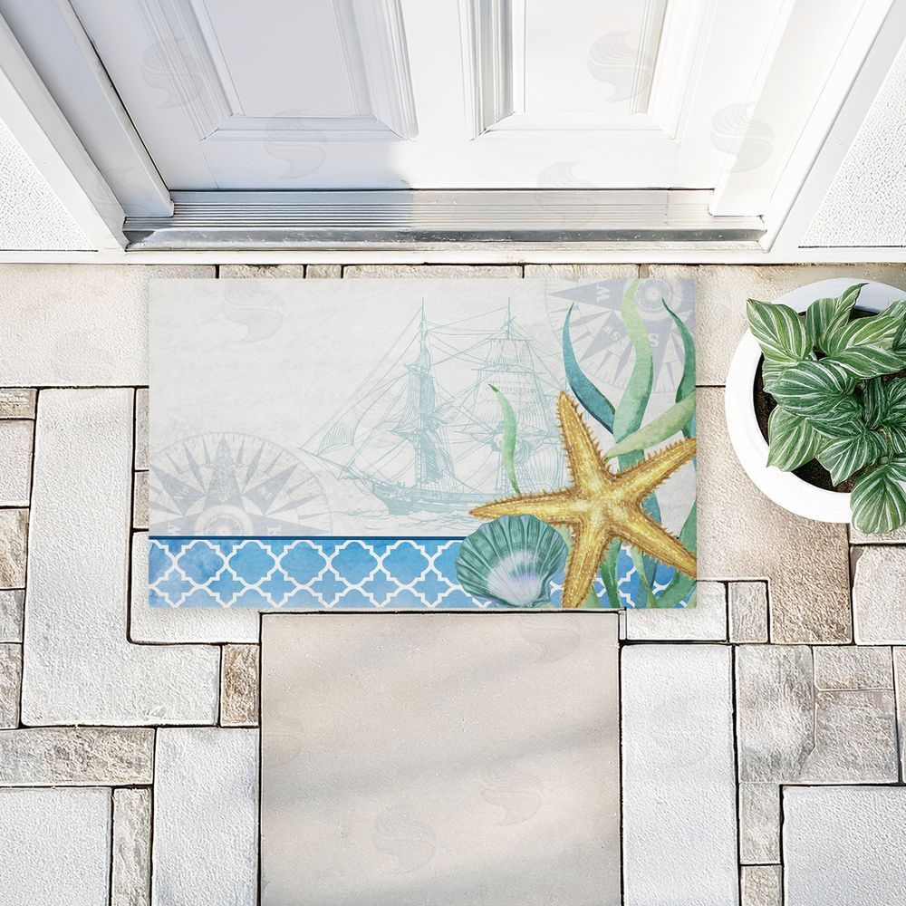 Kim Allen Bayside Sea Life & Ship Unwoven Outdoor Door Mat