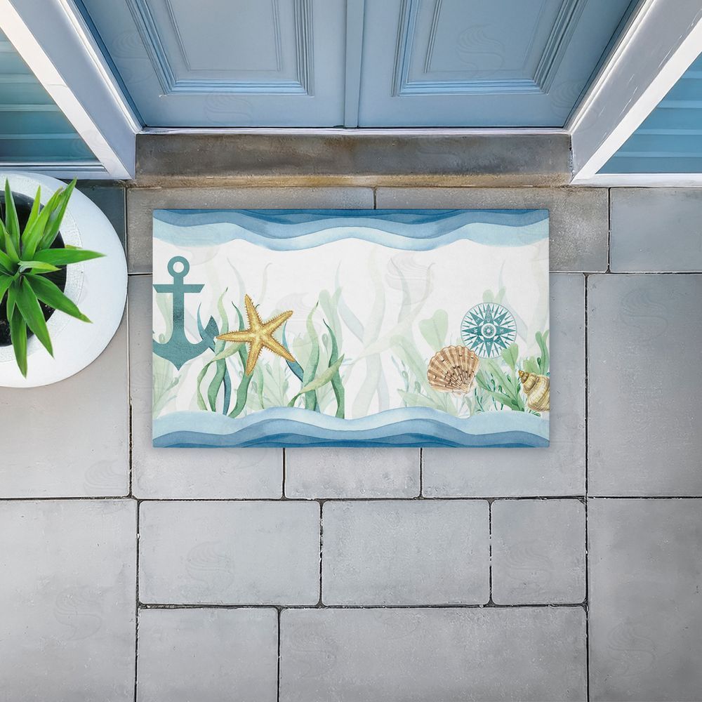 Kim Allen Bayside Sea Life & Waves Unwoven Outdoor Door Mat