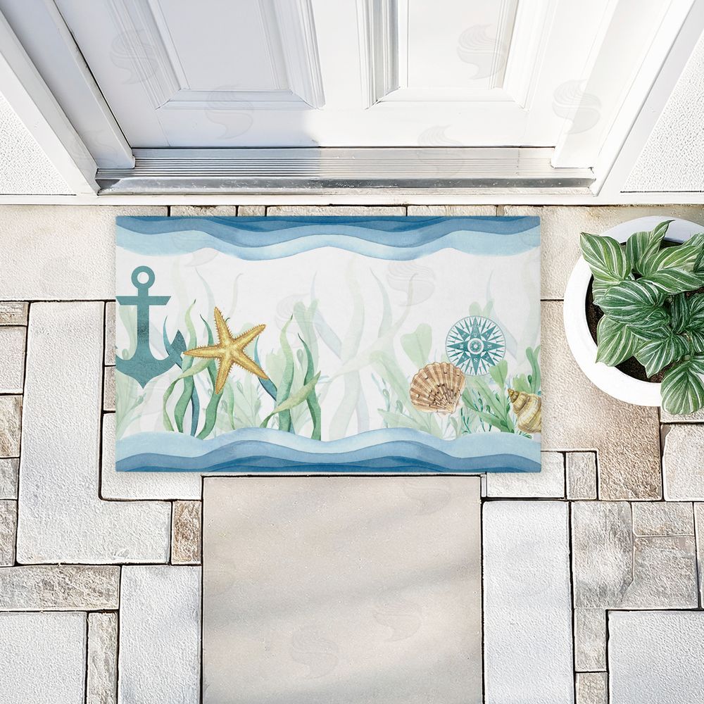 Kim Allen Bayside Sea Life & Waves Unwoven Outdoor Door Mat