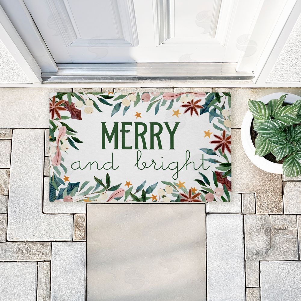 Kim Allen Merry And Bright Seasonal Florals Unwoven Outdoor Door Mat