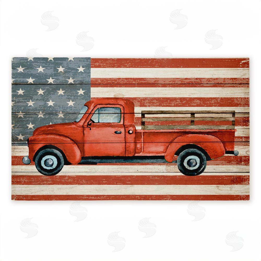Kim Allen Patriotic USA Flag Truck Unwoven Outdoor Door Mat