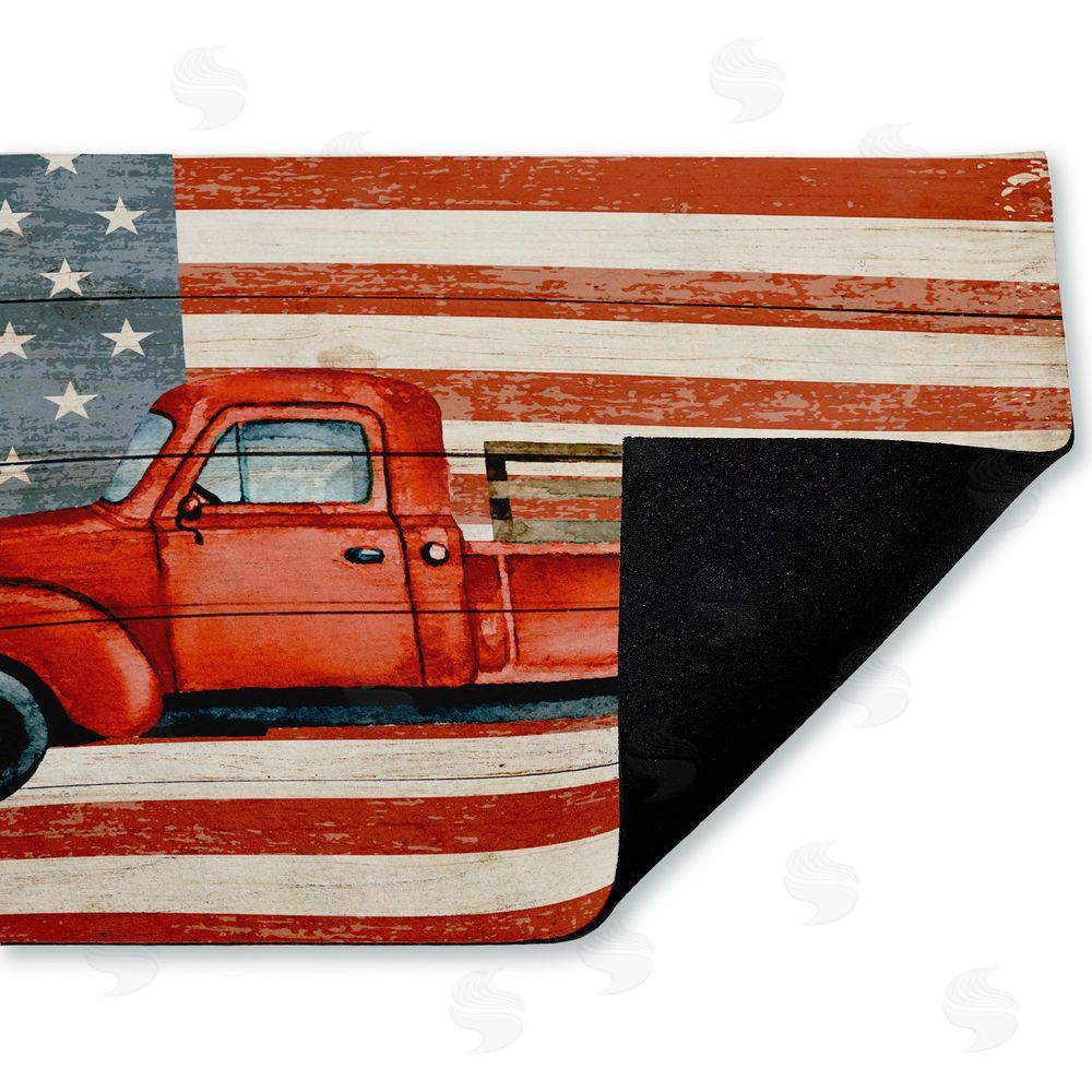 Kim Allen Patriotic USA Flag Truck Unwoven Outdoor Door Mat