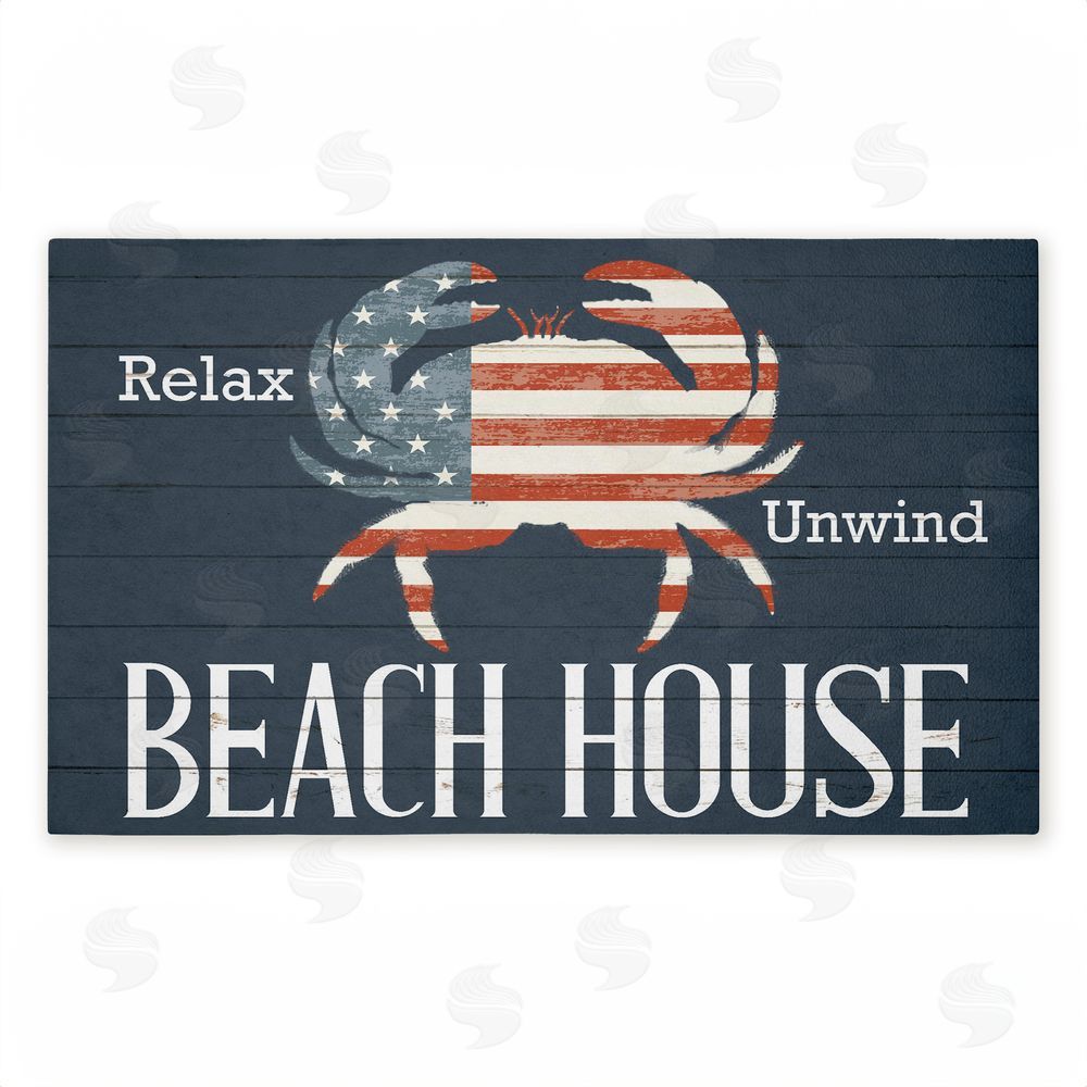 Kim Allen Relax Unwind Patriotic Beach House Unwoven Outdoor Door Mat