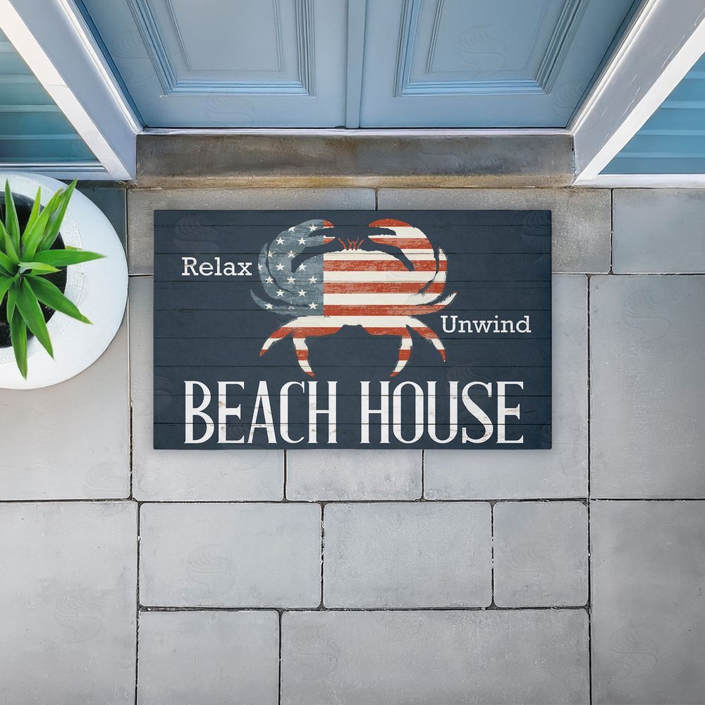 Kim Allen Relax Unwind Patriotic Beach House Unwoven Outdoor Door Mat
