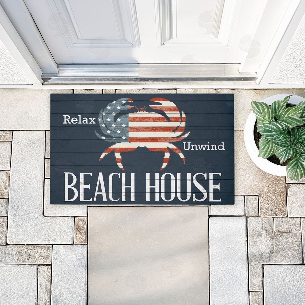 Kim Allen Relax Unwind Patriotic Beach House Unwoven Outdoor Door Mat