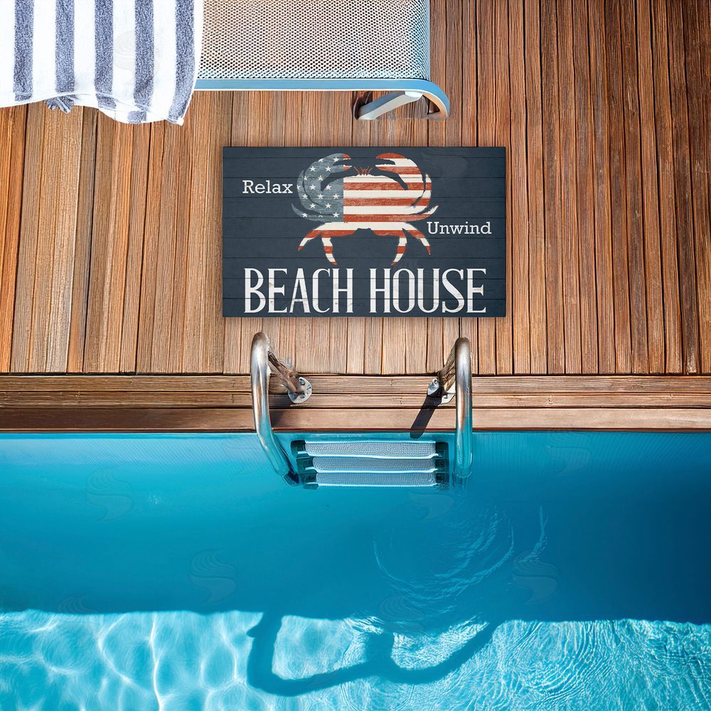 Kim Allen Relax Unwind Patriotic Beach House Unwoven Outdoor Door Mat