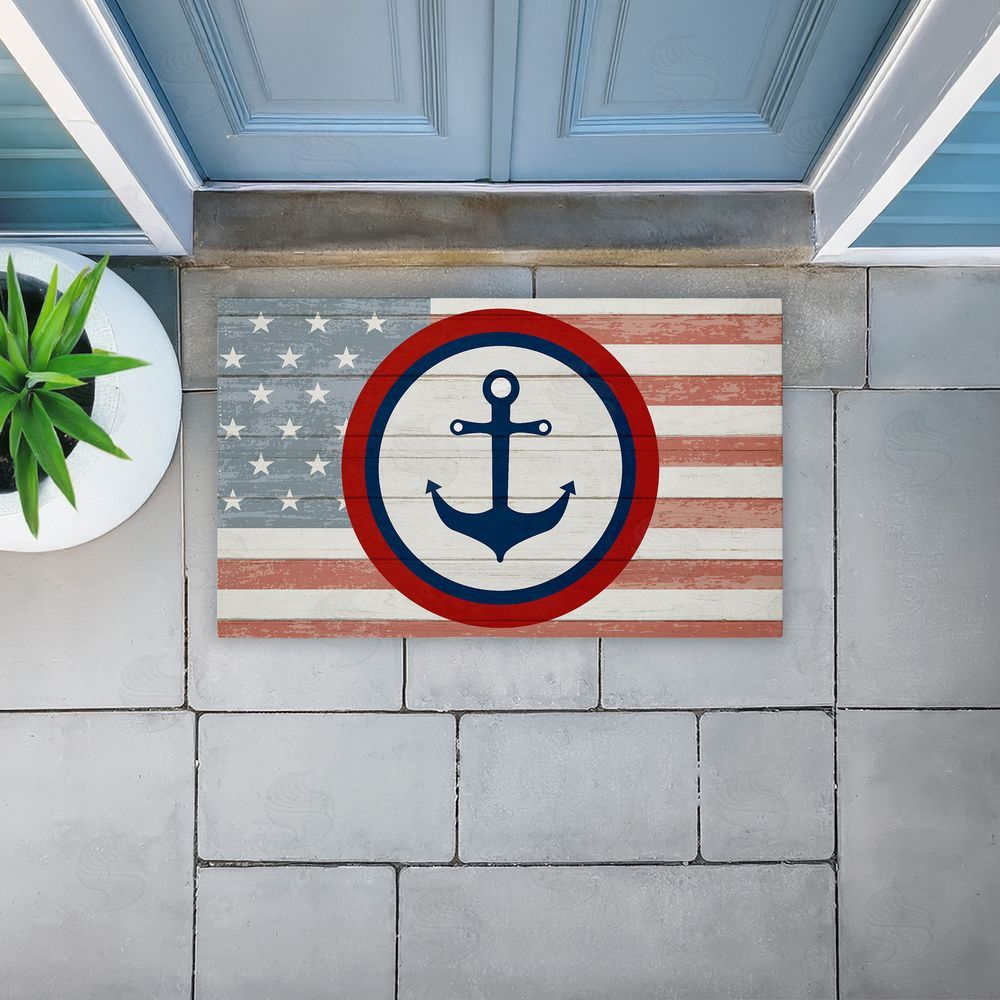 Kim Allen Nautical Flag with Anchor Unwoven Outdoor Door Mat