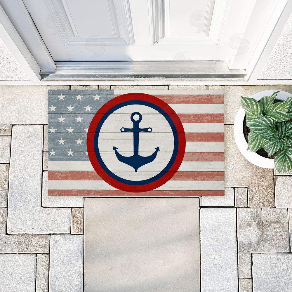 Kim Allen Nautical Flag with Anchor Unwoven Outdoor Door Mat