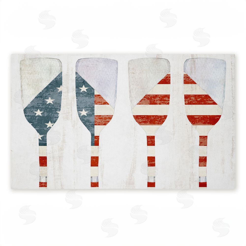 Kim Allen Patriotic Flag Boat Paddles Unwoven Outdoor Door Mat
