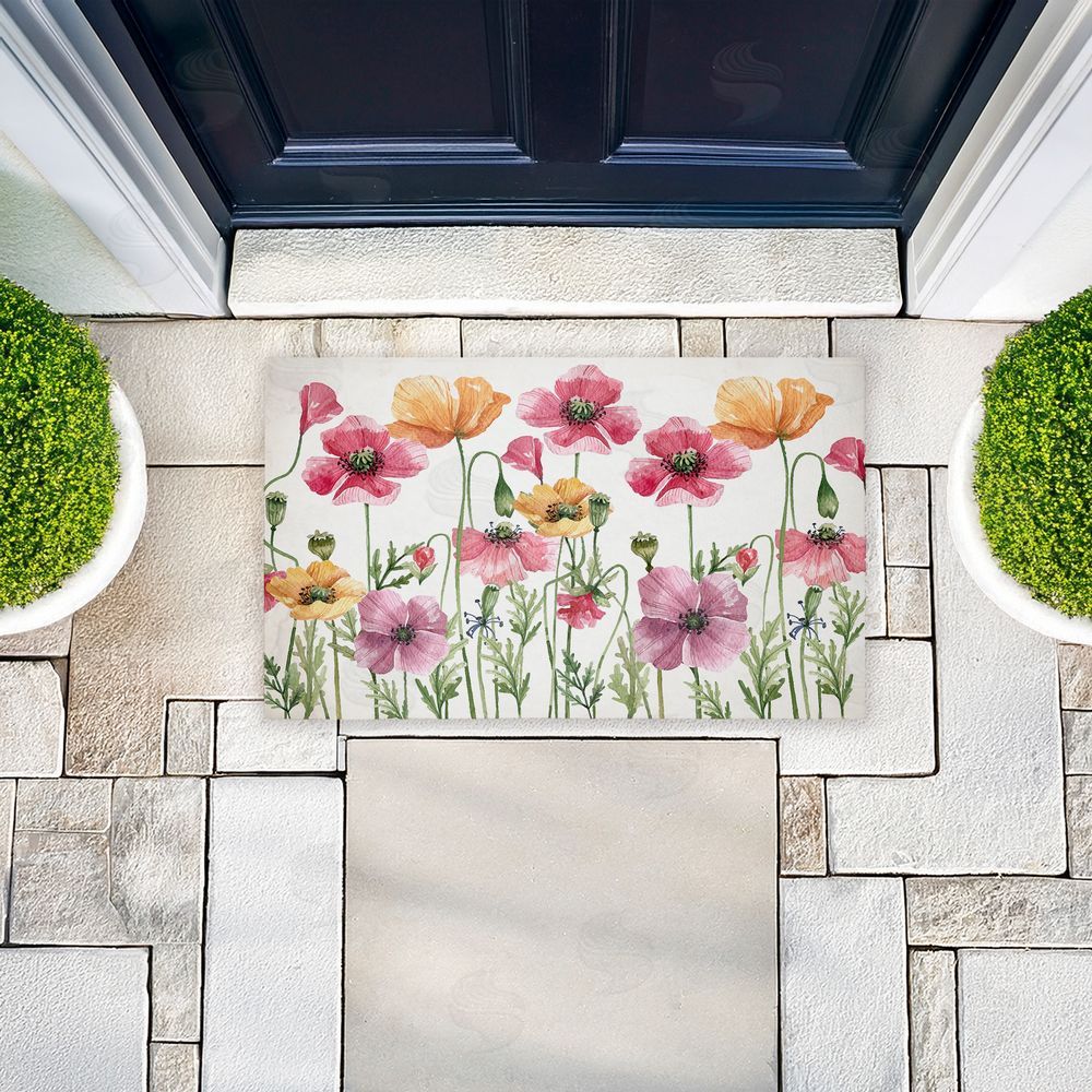 Kim Allen Poppy Place Flower Garden Unwoven Outdoor Door Mat