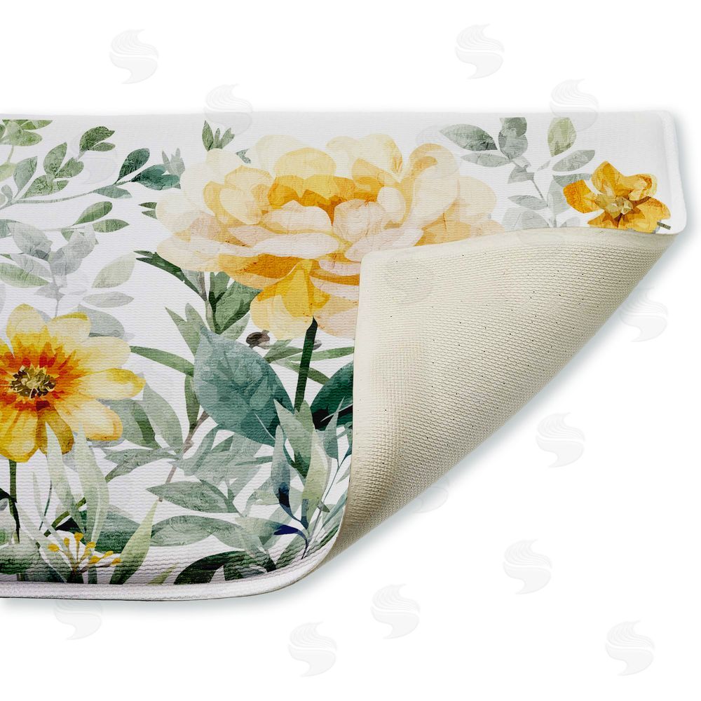 Kim Allen Yellow Flower Garden Plush Bathroom Floor Mat