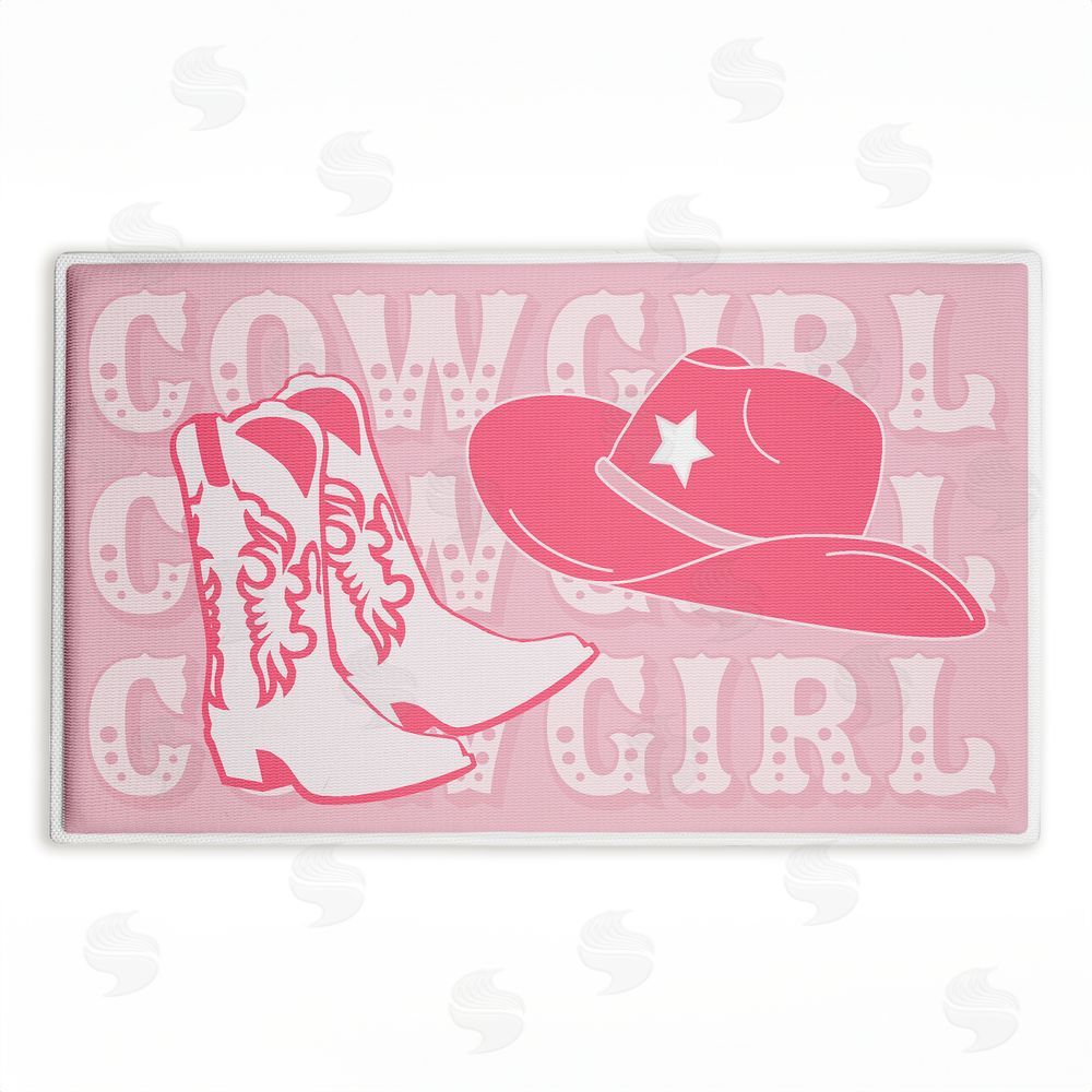 stupell industries Corinne Rose Designs | Pink Pastel Cowgirl Plush Bath Mat