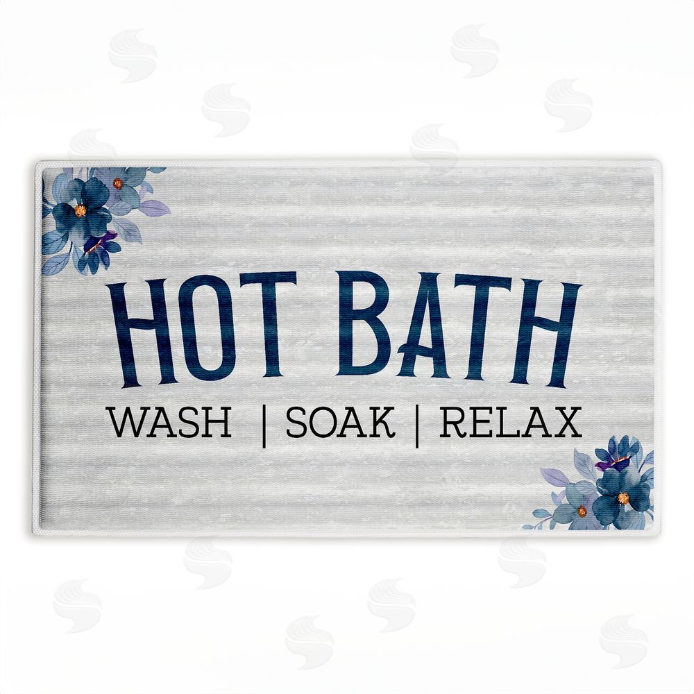 stupell industries Kim Allen | Hot Bath with Vintage Flowers Plush Bath Mat