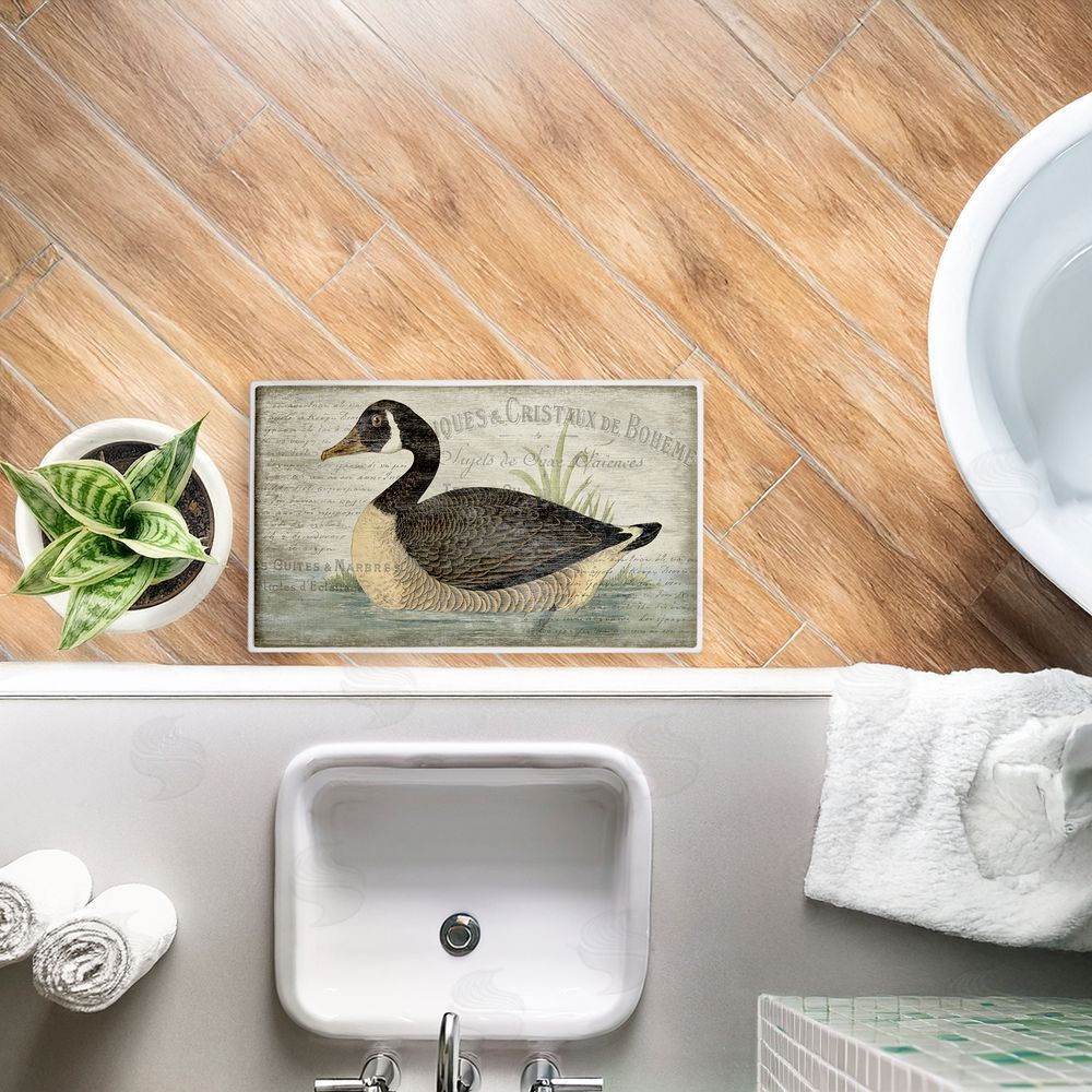Suzanne Nicoll French Goose Vintage Motif Plush Bathroom Floor Mat