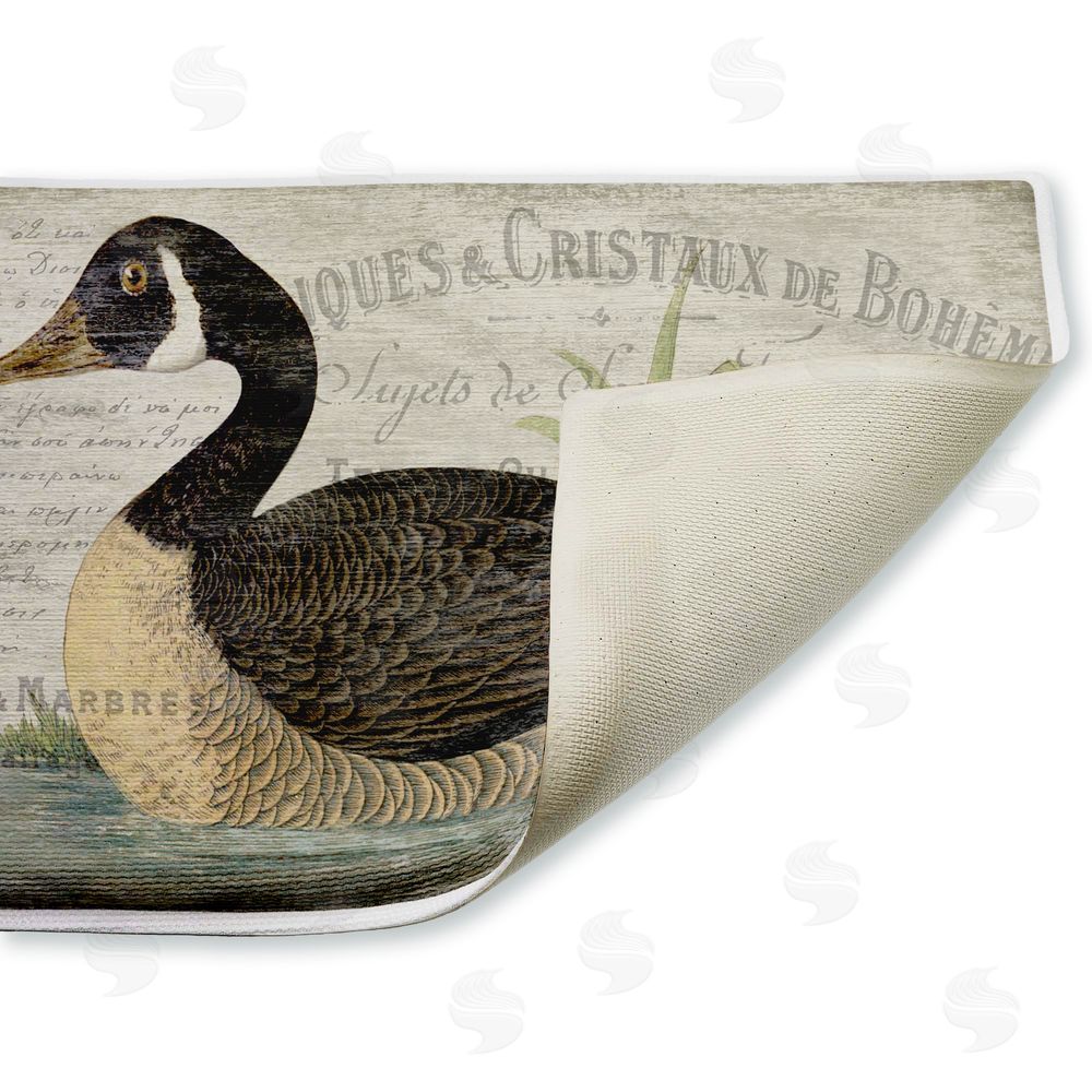 Suzanne Nicoll French Goose Vintage Motif Plush Bathroom Floor Mat