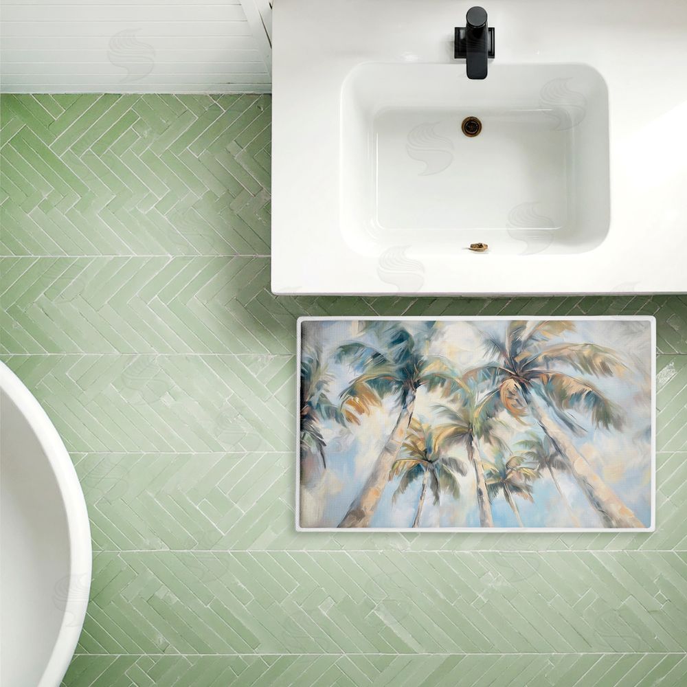 Ramona Murdock Swaying Palms Abstract Plush Bathroom Floor Mat