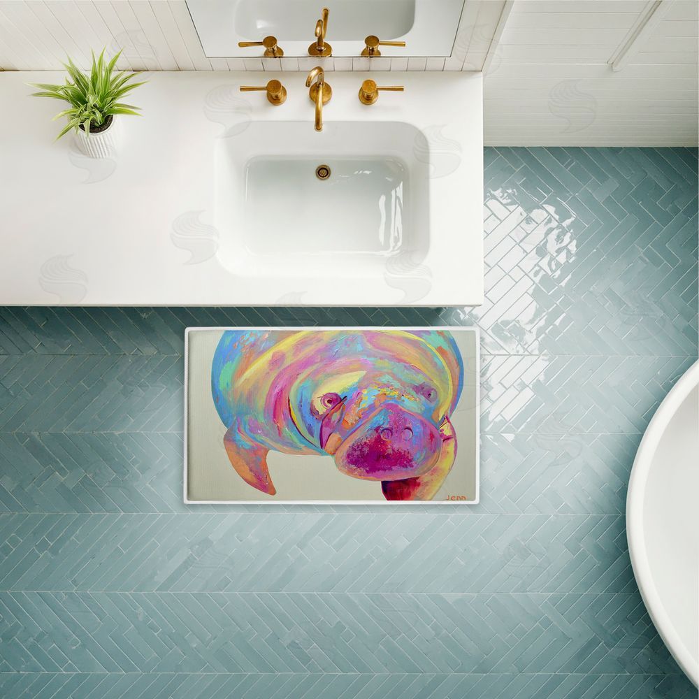 Jennifer Seeley Chromatic Hue Manatee Plush Bathroom Floor Mat