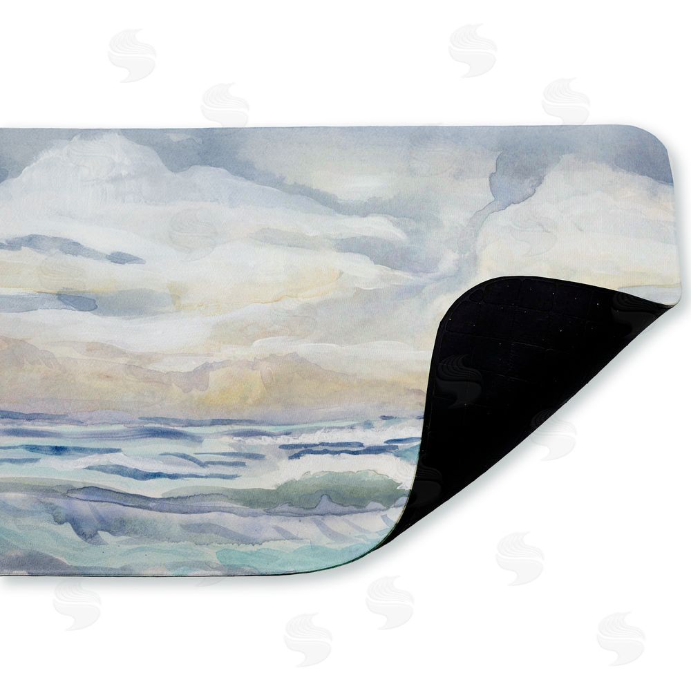 Audrey Jeanne Roberts Tranquil Watercolor Waves Kitchen Floor Mat