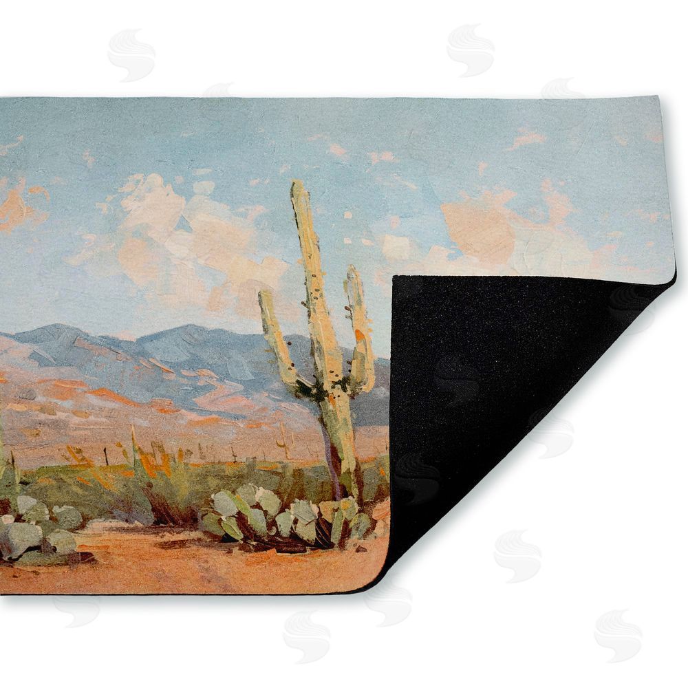 Nina Blue Pink Desert Cactus Landscape Unwoven Outdoor Door Mat