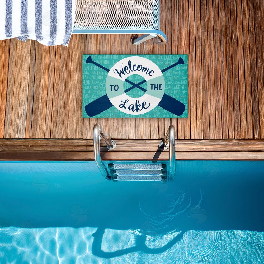 Amanda McGee Welcome Lake Float & Paddles Unwoven Outdoor Door Mat