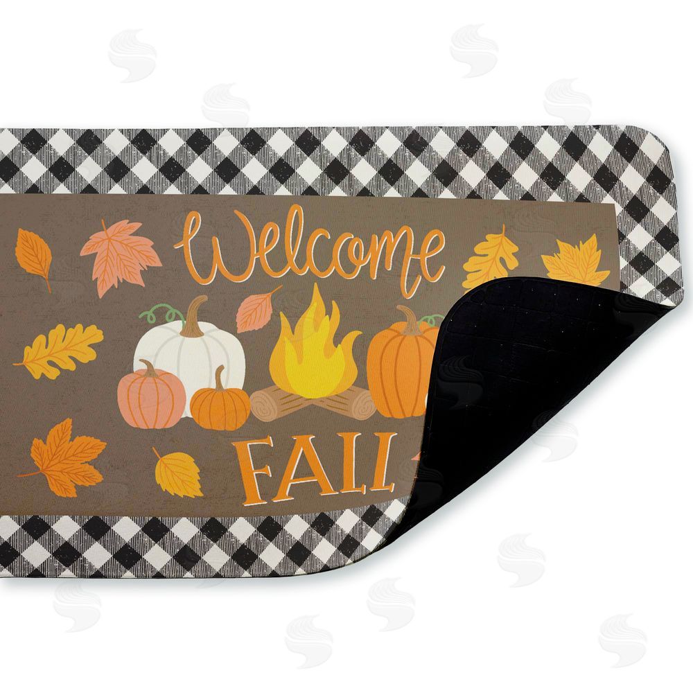 Taylor Shannon Designs Welcome Fall Gingham Border Kitchen Floor Mat