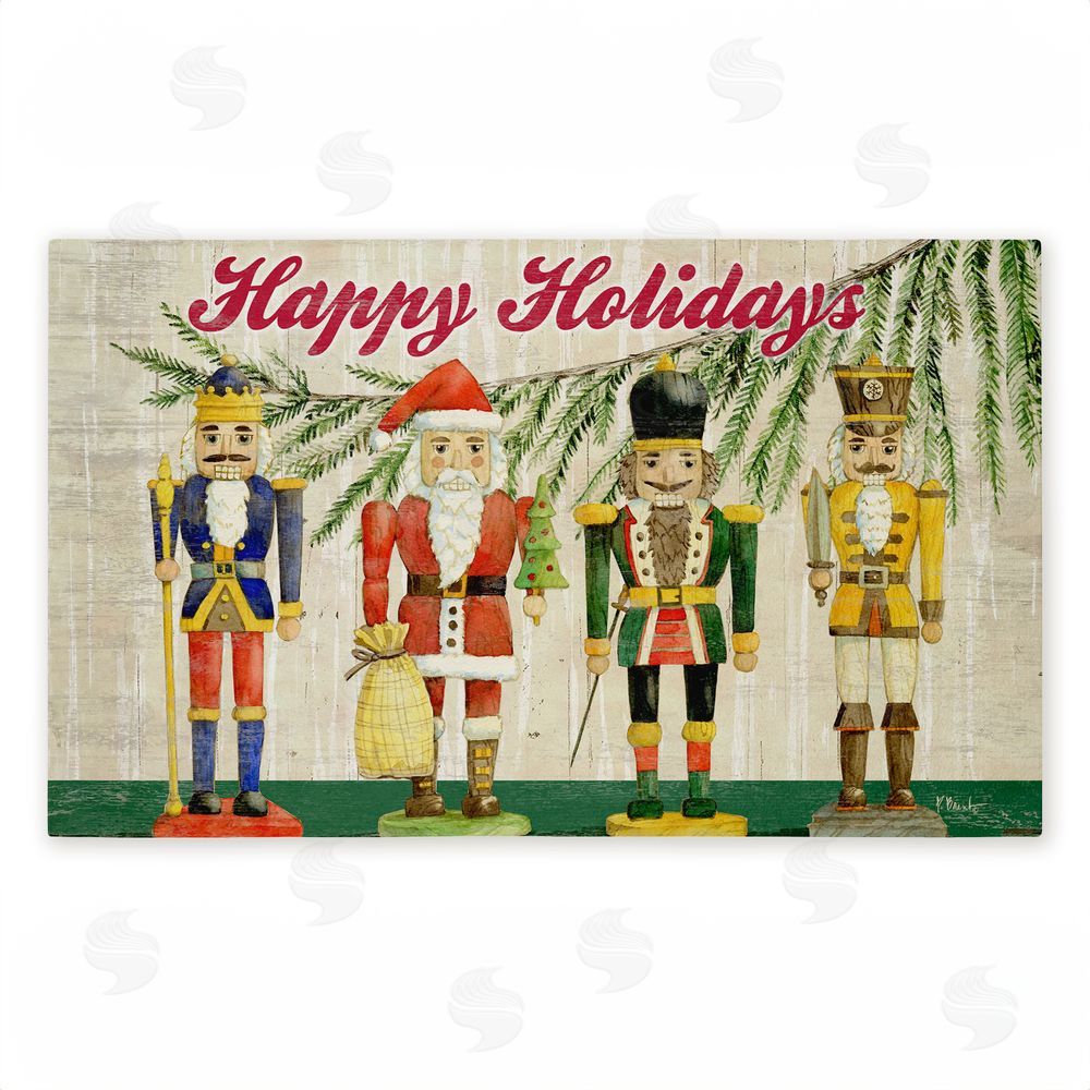 stupell industries Paul Brent | Classic Nutcrackers Happy Holidays Non-Woven Door Mat