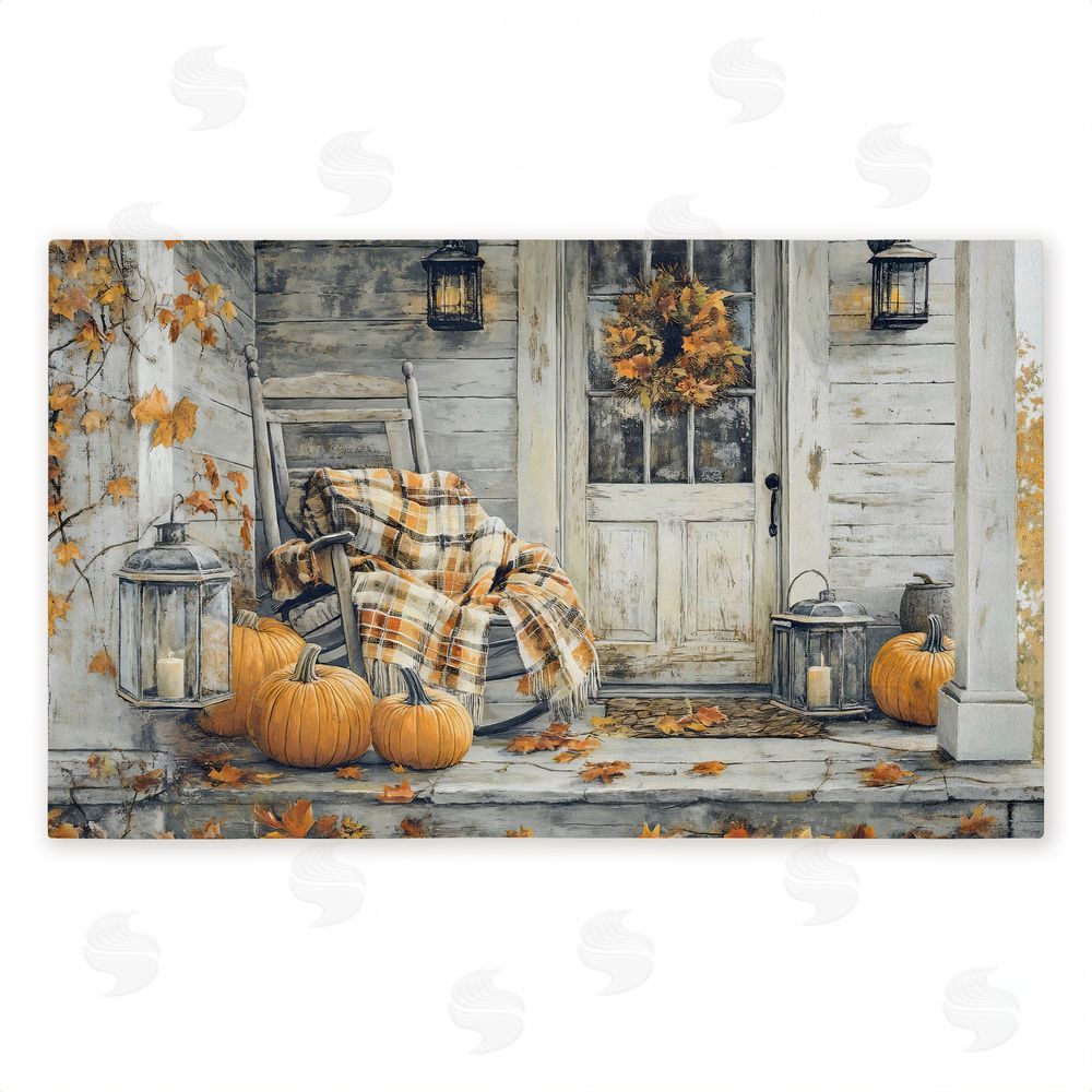 stupell industries Creative Studio | Rustic Fall Porch Rocking Chair Non-Woven Door Mat