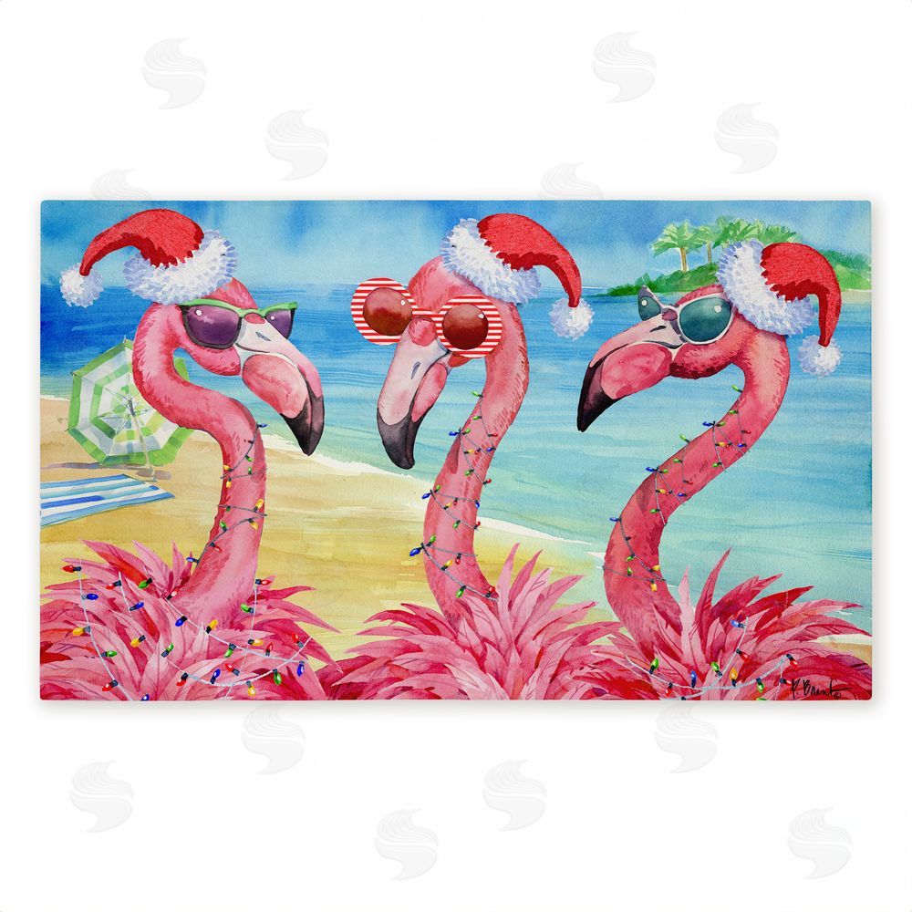 Paul Brent Holiday Flamingo Girlfriends Unwoven Outdoor Door Mat