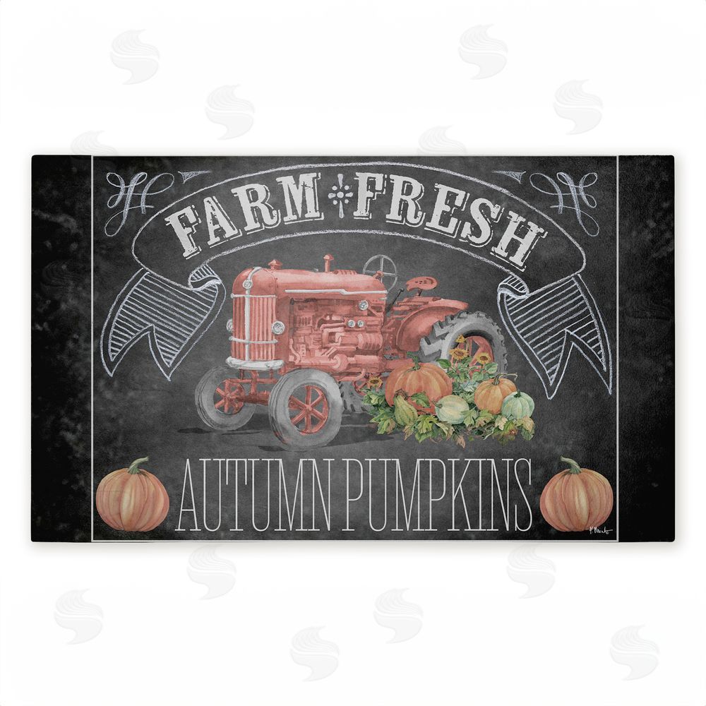 Paul Brent Autumn Tractor Chalkboard Pumpkins Unwoven Outdoor Door Mat
