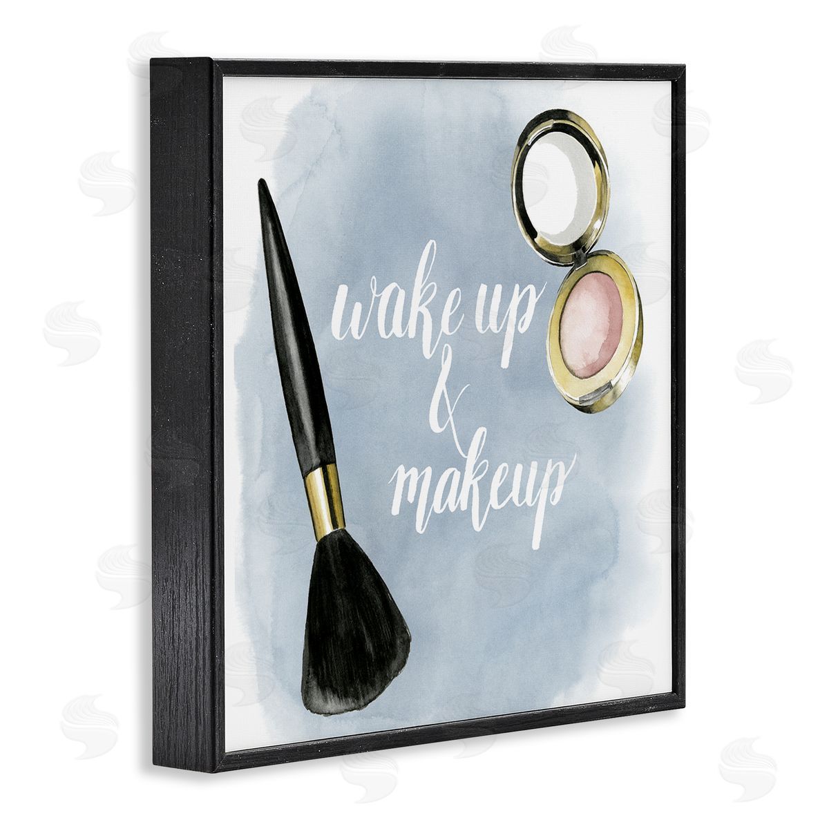Watercolor Wake Up & Make Up Black Frame Print Wall Art, Home Decor by Grace Popp