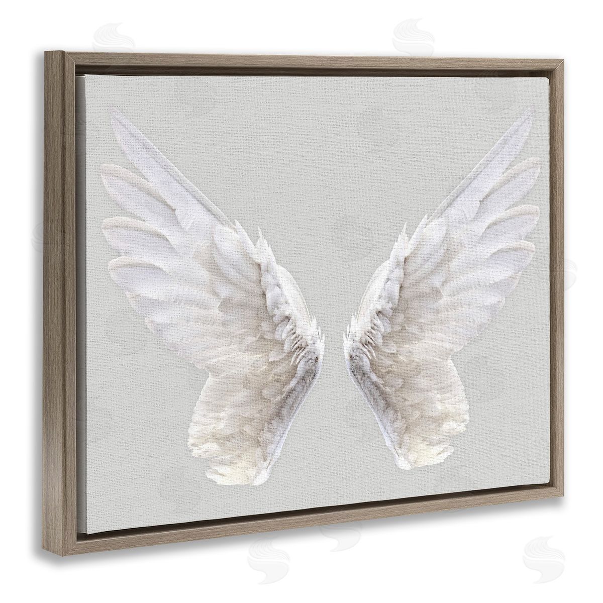 Angel Wings on Grey Brown Floating Frame Canvas Wall Art, Home Decor by Stupell Studio